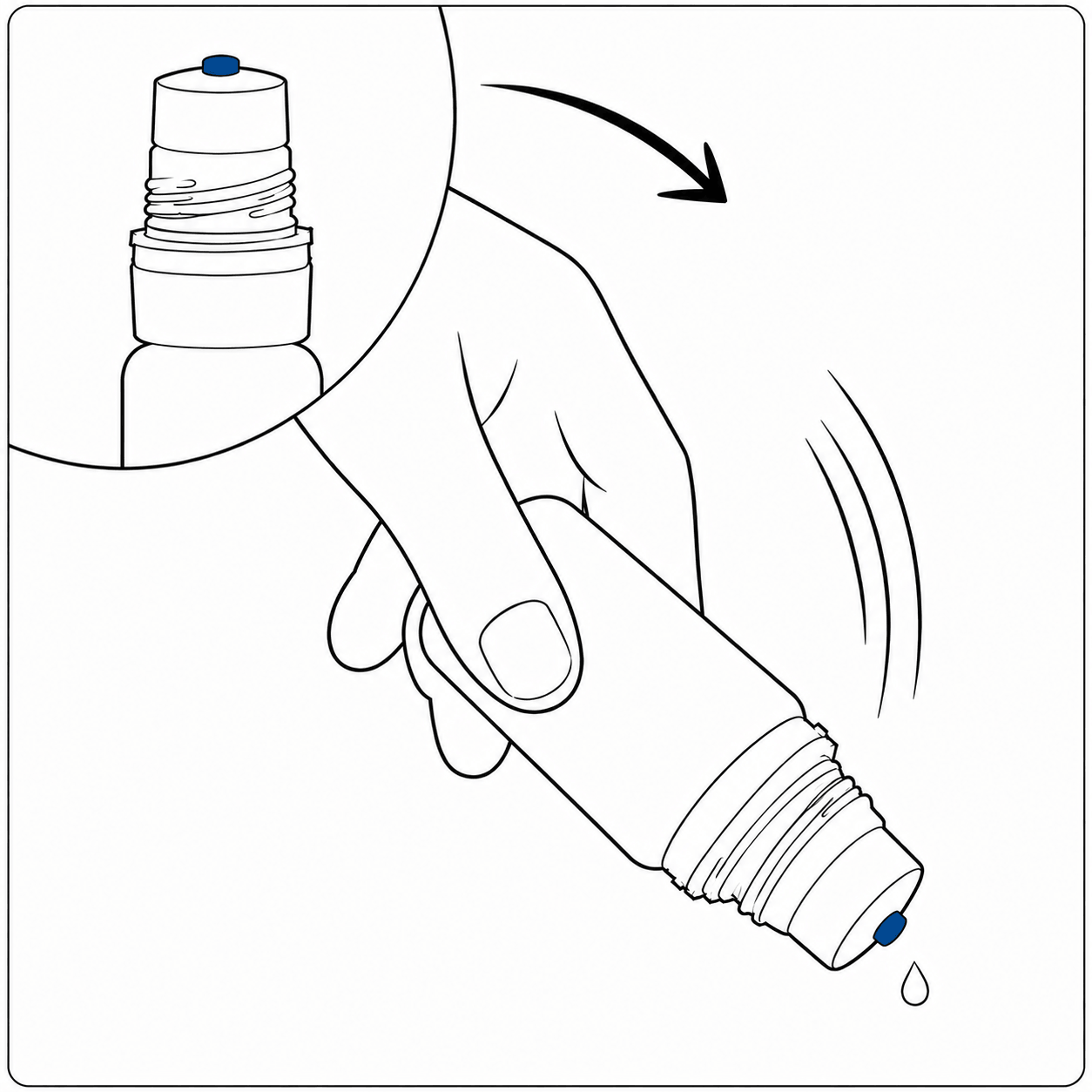 Shake the bottle once downward to remove any excess drops.